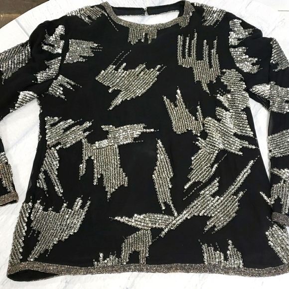 Vintage Oleg Cassini Sexy Sequin Top Stage S EUC - Picture 7 of 15